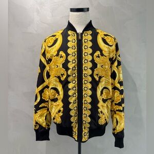 Versace Barocco Print Reversible Bomber Jacket Size 48 Excellent Condition